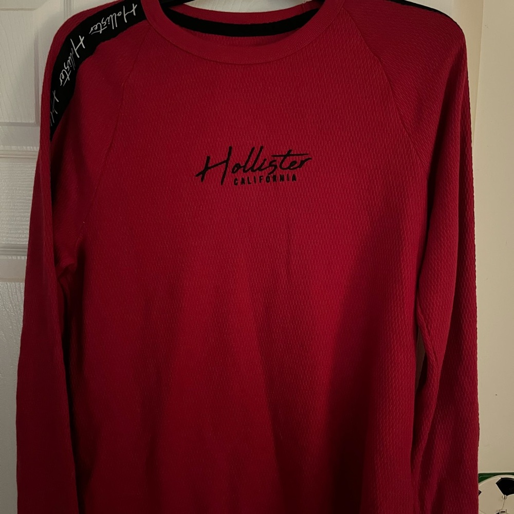 Hollister Red Crewneck Sweater with Black Detailing